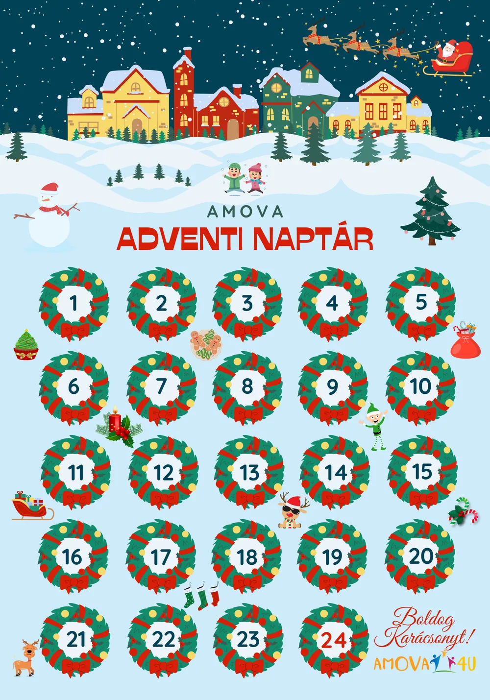 AMOVA Adventi doboz mágneses követőtáblája